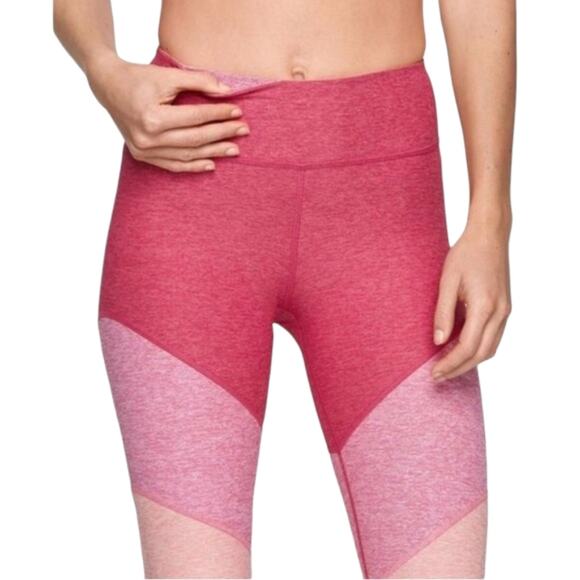 Outdoor Voices Paneled Pink Flamingo Rose Colorblock Leggings - Picture 2 of 11